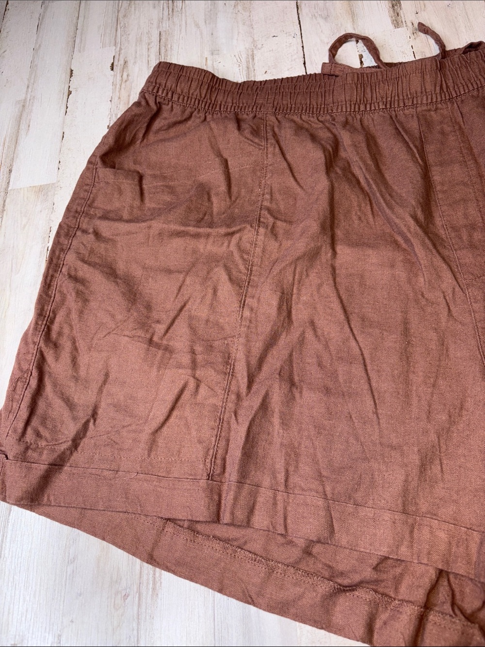 Old Navy Linen Brown Strawstring-Elastic-Waist Causal Shorts Plus Size 4X - Picture 4 of 15